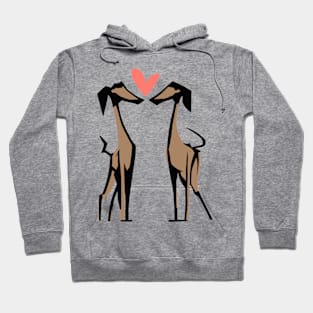 Two greyhound dogs in heart Hoodie